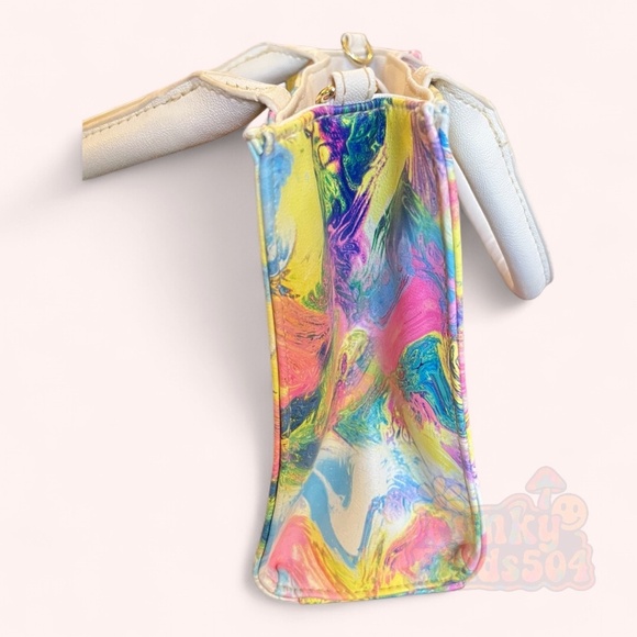 Betsey Johnson Psychedelic Watercolor Mini Tote w Crossbody Strap Pre-Loved - Picture 6 of 12